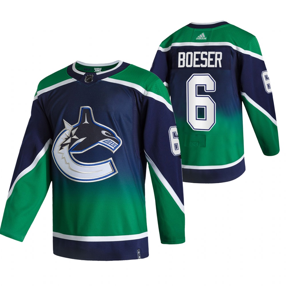 2021 Adidias Vancouver Canucks 6 Brock Boeser Green Men Reverse Retro Alternate NHL Jersey